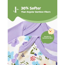 PATPAT Baby Bodysuits - Soft Viscose Made from Bamboo - Long Sleeve Funny for Boys and Girls -Newborn Infant Toddler Gift Clothes- 2 Pack L-Purple Flower 0-3 Months