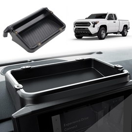 HOUCLEMIC Dashboard Behind Screen Storage Box for Toyota Tacoma 2024 Accessories, Center Console Organizer Tray with Anti-Slid Pad for 24Tacoma SR SR5 TRD PreRunner Sport Off-Road(8 Inch Screen)