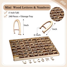 Geelin 248 Pcs 1 Inch Wooden Letters and Wooden Numbers with Rustic Storage Tray Blank Unfinished Wood Alphabet Letters for Crafts DIY Spelling Learning Education (Rustic)
