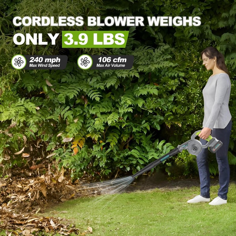 Leaf Blower,21V Leaf Blower Cordless with Battery and Charger 106