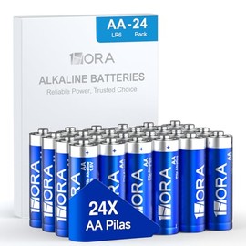 1 Hora Pilas AA Alcalinas 1.5V LR6, Paquete con 24 Bateras Desechables de Larga Duracin, para Mandos, Relojes, Linternas y Dispositivos del Hogar     
