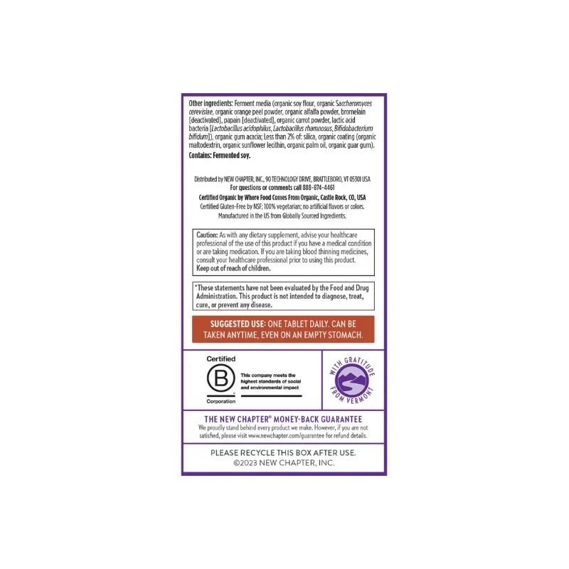 Multivitaminico Diario Para Hombre New Chapter 48 Tabletas Sabor Sin