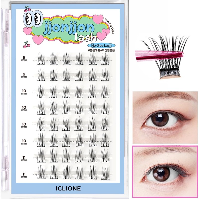 [ICLIONE] jjonjjon lash False Eyelashes, No Glue Required for Portions