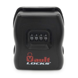 Vault Locks 5010 Large Wall Mount Numeric Lock Box, Set Your Own 4-Digit Combination, 4 Key Capacity, Weatherproof, Black, Mounts Permanently to Any Flat Surface, Rubber Bumper Protects Wall Surface