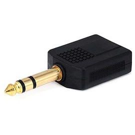 Monoprice 6.35mm (1/4 Inch) Stereo Plug to 2 x 6.35mm (1/4 Inch) Stereo Jack Splitter Adaptor - Gold Plated