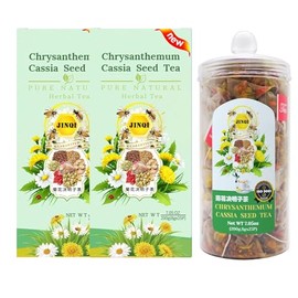 JINQI Chrysanthemum Cassia Seeds Tea Honeysuckle, Chinese Wolf-Berry, Sweet-Scented Osmanthus, Burdock Root Combination of Floral Tea (400g, 8gX50Bags)14.1OZ (2Boxes*25Bags)