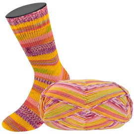 Lana Grossa Meilenweit 100 g Arte with Aloe Vera 6806 - Salmon/Yellow/Pink/Lime/Light Orange/Lilac/Fuchsia/Ecru