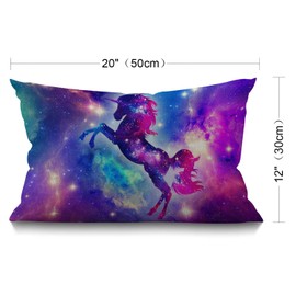 BGBDEIA Cushion Cover Galaxy Unicorn Pink Purple Blue Rectangle Outdoor Cushion Covers 12x20 inch, 30 x 50 cm Cushion Cover with Invisible Zip for Sofa Chair Living Room