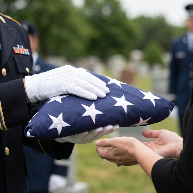 Folded American Flag 100% Cotton 3x5 ft for Military Funeral,
