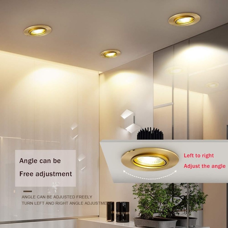 YYWYNUS 9W LED Ceiling Light 3 Inch Brass Recessed Lighting