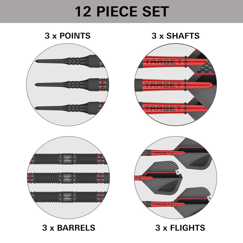 Target Darts Scope Soft Tip Darts, 90% Tungsten Dart Set,