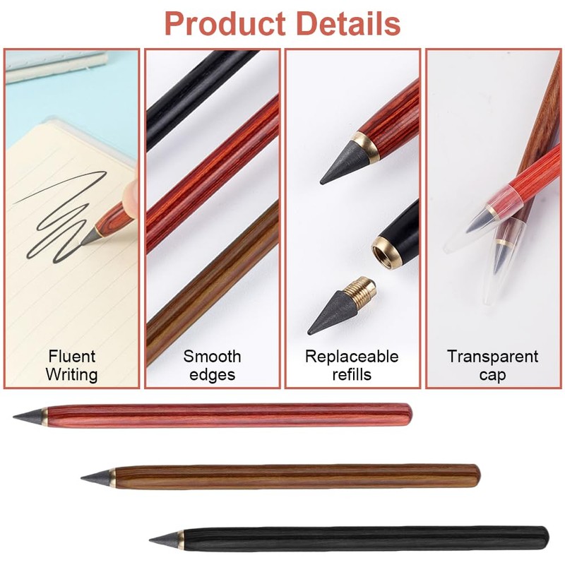 EXIN DEHCEN Pack of 3 Infinite Fountain Pencil, Eternal Pencil