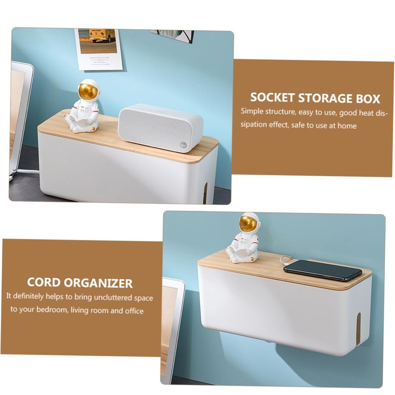 KOMBIUDA Charging Cable Storage Box Durable Plastic Cord Management Organizer