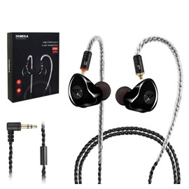 in-Ear Monitors, Dual Drivers Headphones (Earbuds/Earphones/Headset) with MMCX Detachable Cables, Noise-Isolating Sweatproof Earphones HiFi Stereo Earphones(Black,No Mic)