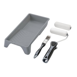 Draper 20797 High-Density Foam Paint Roller and Brush Set with Soft Grip, 5pcs Includes 4" Roller Sleeves, Frame, Tray and 20mm Paint Brush