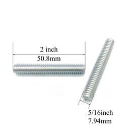 12pcs Silver Zinc Fully All Threaded Rod Carbon Steel Long Thread Screw 5/16x2" for Furniture Garden Railing Mounting Assembly Fastening Steel Frame Connection Full Thread Rod for Furniture