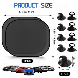Sun Protection Car Baby UV Protection, Pack of 2 Car Window Sun Shade for Children, 44 x 36 cm, Universal Car Sun Visor, Side Window with 8 Suction Cups, Sun Visor for Side Windows