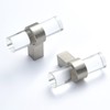 BonKuDoo 10 Pack Brushed Nickel Cabinet Knobs Clear Glass Crystal