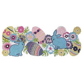 Bedding Craft Beaded Table Runner 36inch, Glitz Decorative, Farmhouse Decor, Rustic Bridal Shower, Easter Runner 13x36 Pink Grey Yellow Blue Multi