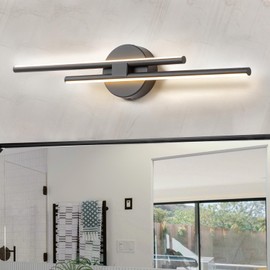 EDISLIVE Dimmable Modern LED Vanity Light Fixtures Bathroom Vanity Wall Lighting, 23.6 in Mirror Vanity Lighting Fixtures for Bathroom Bedroom Makeup Living Room,3000K Warm Light(Black)