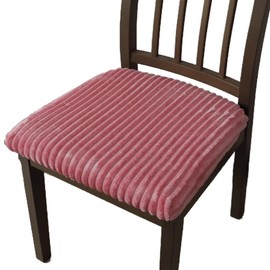 lygooh - Fundas de asiento de felpa para sillas de comedor, de piel sintética suave, duraderas y limpiables, con banda elástica para comedor (4, rosa)