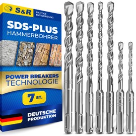 S&R SDS-4-Plus Hammer Drill Bit Set (7 Pieces); for concrete, masonry, stone, granite. Professional Quality. Masonry Drill Bits/Wall Drill Bits MADE IN GERMANY