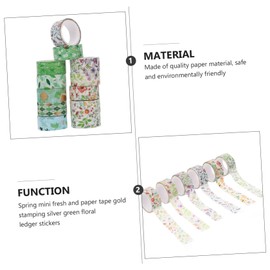STOBOK 12pcs Decorative Washi Tapes for Scrapbooking and Journaling Spring Floral Design Foil Accents for Planners and Wrapping