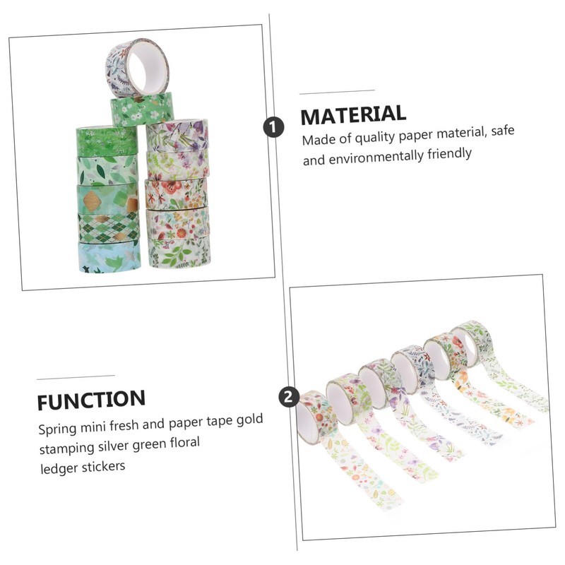 STOBOK 12pcs Decorative Washi Tapes for Scrapbooking and Journaling Spring