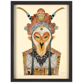 Empire Art Direct Dimensional Art Collage Handmade by Alex Zeng Framed Graphic Landscape Wall Art Ready to Hang 25" x 19" x 1.4" Beijing Opera Mask 1