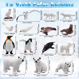 Gerrii 34 Pcs Arctic Animals Figurines Set Includes 15 Polar Animals Figurines 9 Mini Pine Trees 4 Icebergs 1 Igloo 1 Fake Snow Blanket 4 Blue Tissue Paper Realistic Ocean Sea Miniature Projects Gift