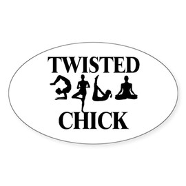 CafePress Twisted Yoga Chick Oval Car Bumper Sticker
