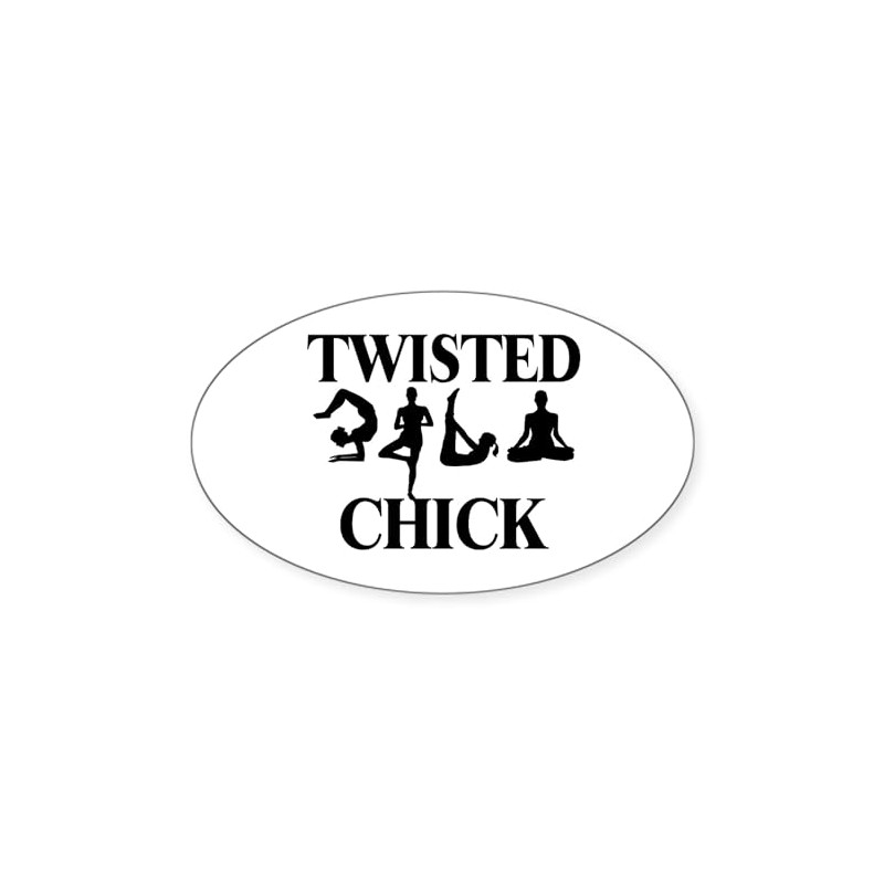 CafePress Twisted Yoga Chick Oval Car Bumper Sticker