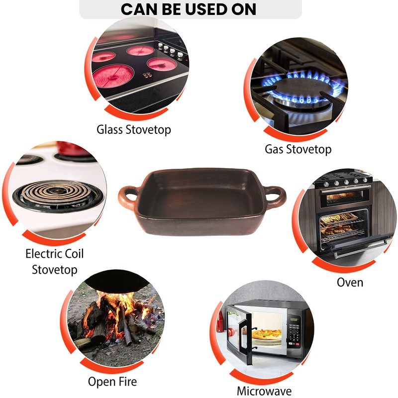 Ancient Cookware Pomairewre Clay Rectangular Roasting Pan, 2.5 Quarts