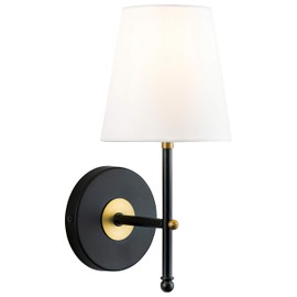 Tamb Wall Sconce with Fabric Shade | Antique Brass Hallway Light Fixture LL-SC201-AB