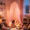 WIYIXI Glowing Stars Pink Bed Canopy for Princess Netting Room