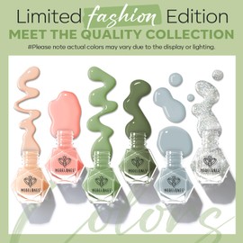 modelones Nail Polish Set 6 Colors Glitter Nude Nail Polish Set Quick Dry Coral Green Light Blue Polish Kit Finger Nail Polish Bulk Manicure DIY Nail Art Salon Home Gift For Women Girl