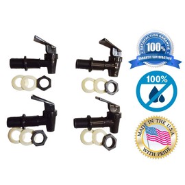 AquaNation BPA Free Replacement Water Cooler Faucet Bottle Jug Ceramic Water Crock Reusable Tap Spout Beverage Lever Pour Dispenser Valve Gravity Water Spigot - Made in USA (4, Black)