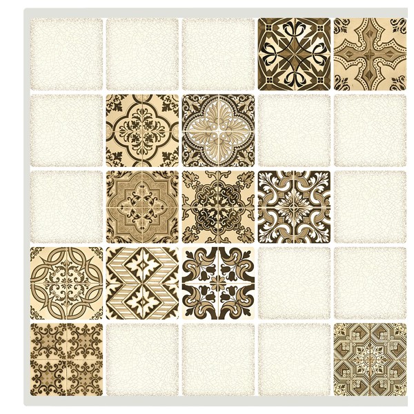 Dundee Deco GRAZPG7129-5 Cream Tan Faux Tile PVC 3D Wall