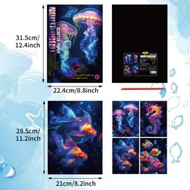 OPUHOHR 12PCS Scratch Rainbow Art