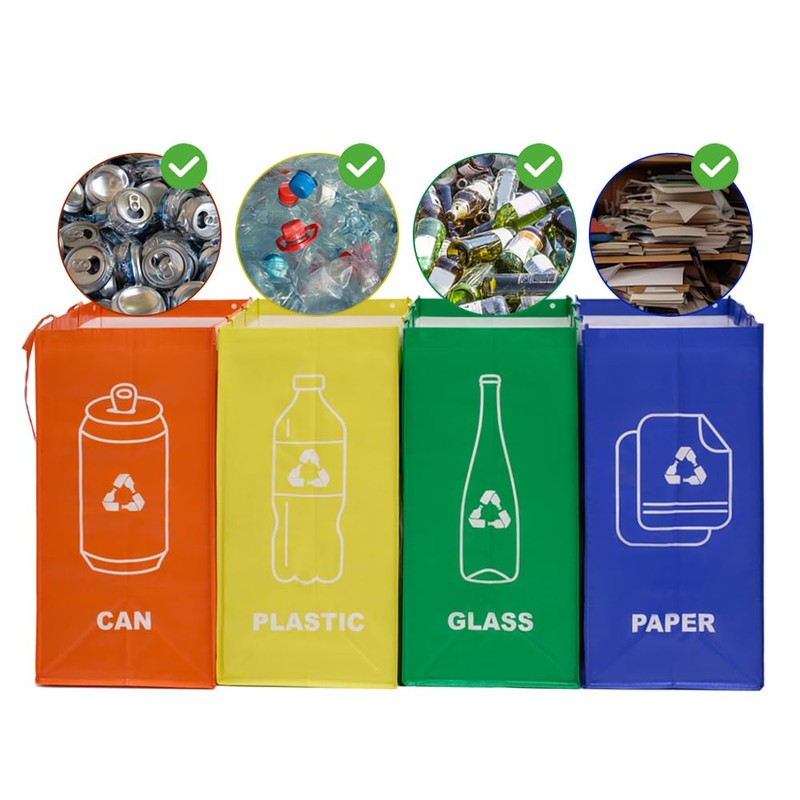 4 PCS Recycle Bin,Separate Recycling Bin,Reusable Waterproof Waste Baskets for