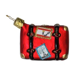 Inge-Glas Weihnachts-Anhänger Reisekoffer rot