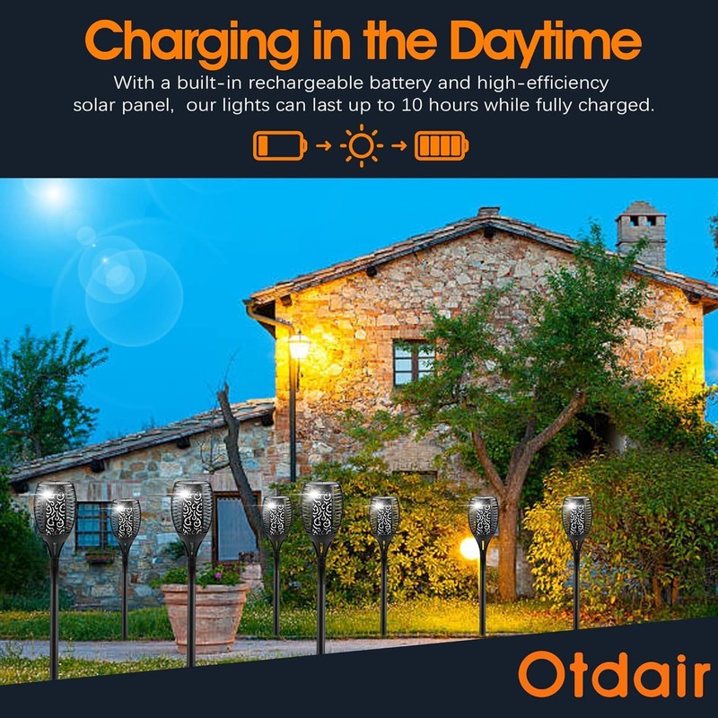 Otdair 96 LED Solar Lights Outdoor Upgraded 6 Pack, 43"