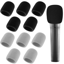 10pcs Microphone Covers Dustproof and Antibacterial Foam Mic Covers， Handheld Microphone Windscreen for Most Standard Microphones (Grey，Black）