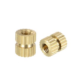 uxcell Knurled Insert Nuts - 50Pcs M3 x 6mm Length x 5mm OD Female Thread Brass Threaded Insert Embedment Nut for 3D Printer