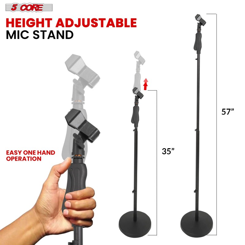 5Core Universal 35 57\" Height Adjustable Microphone Stand Hand Clutch