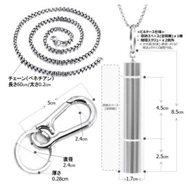 XP Design Portable Pill Case Necklace Pendant Keychain Aluminum Stainless Steel Waterproof Memorial (Silver, 2 Tiers 1 Layer)