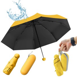 SLTAXAR Compact Umbrella Storm Resistant with 8 Ribs Pocket Umbrella Mini Umbrella Pocket Umbrella Folding UV Umbrella Mini Umbrella Lightweight Mini Umbrella Women for Handbag, yellow