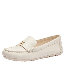 Coach Women's Sculpted C Leather Driver Loafer, Chalk, 8