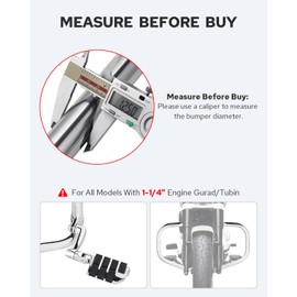 Benlari Highway Pegs Longhorn Offset, 1-1/4" 304 Stainless Steel Clamps Extension Arms Footpegs Fit for Harley Touring Street Glide Softail Dyna Sportster fits 1.25"(32mm) Engine Guard Style3 (Chorme)