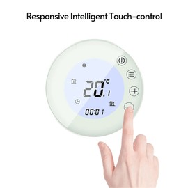 Programmable Smart Digital Thermostat Room Temperature Controller with Round Backlight LCD Touchscreen for Home School Office Hotel